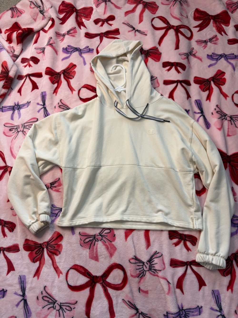 Champion Cream Pullover Hoodie with Subtle Logo